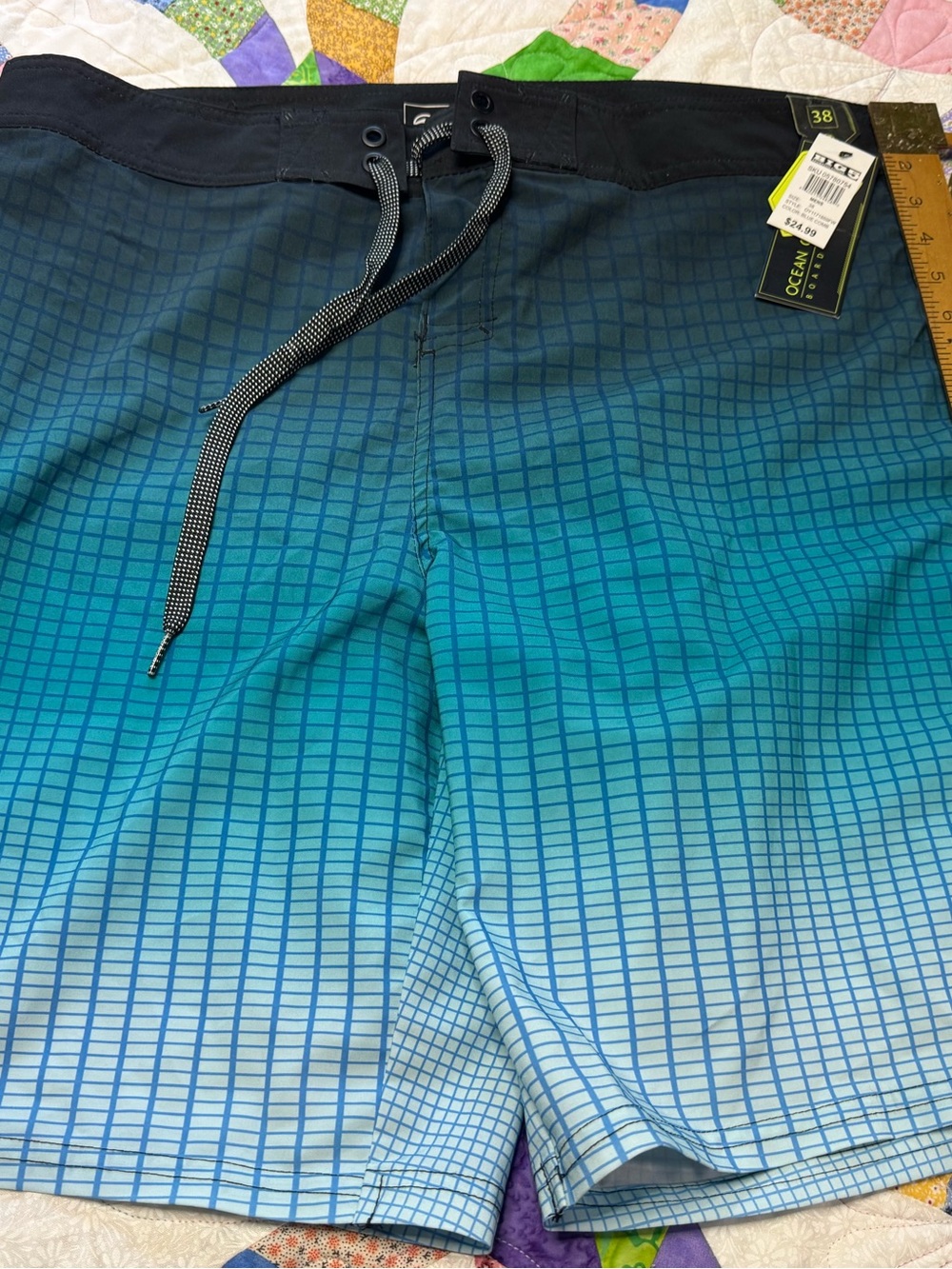 Ocean Current Men’s Blue-Teal Grid board Shorts